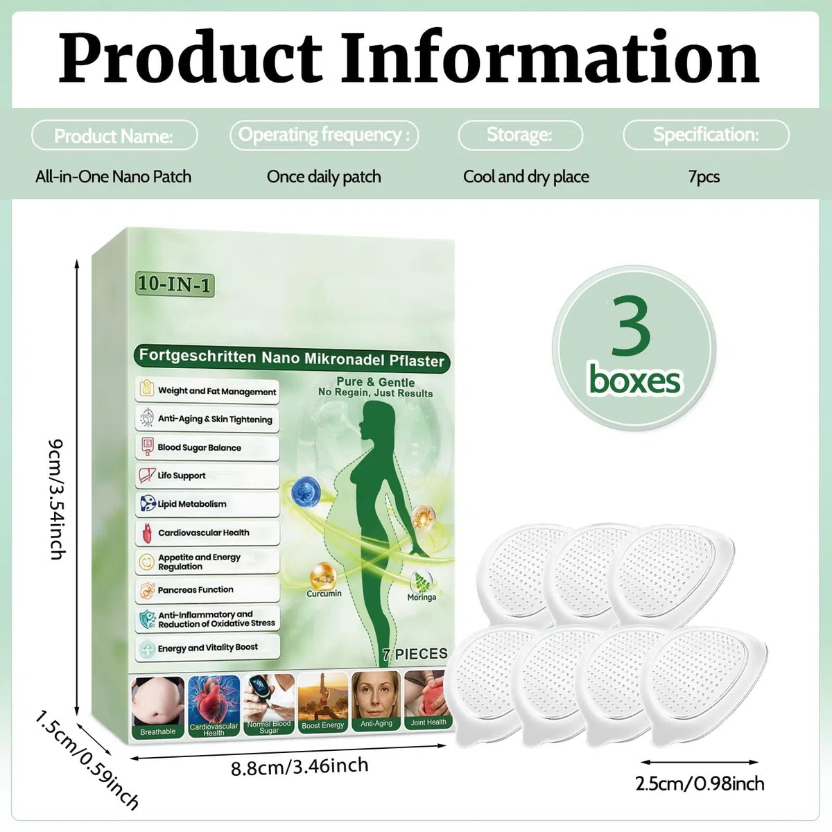 3 confezioni di cerotti dimagranti alla Moringa 10 in 1,cerotti dimagranti con nano microaghi,cerotti alla Moringa 10 in 1,dimagranti e rassodanti,per uomini e donne