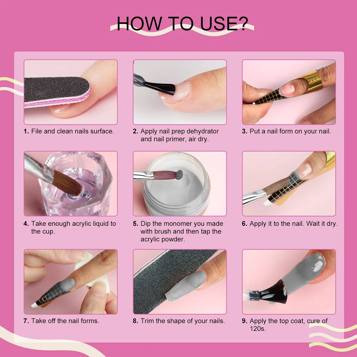 Saviland Acrilico Polvere Per Unghie j10 Colori Acrilico Nail Set Professionale Acrilico Polvere Nails Glitter Polymer Acrilico Polvere Nails Kit per Acrilico Nail Acrilico Nails