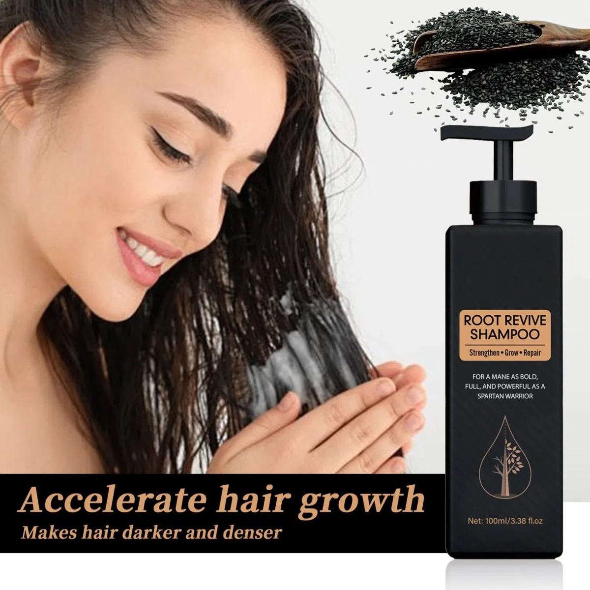 Hair Growing Shampoo, Shampoo Natural Hair Regrowth per uomo e donna, shampoo attivo per capelli Smooth Strong Repair Conditioning Shampoo (3 pezzi)