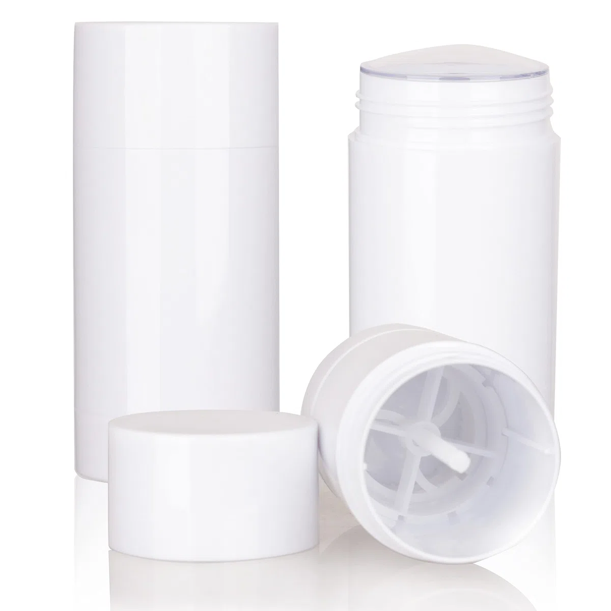 COSIDEA 6 contenitori di deodorante bianchi rotondi vuoti da 75 g / 2,5 once, riempimento fondo, grandi tubetti twist-up per capelli, bottiglia di balsamo per labbra in cera