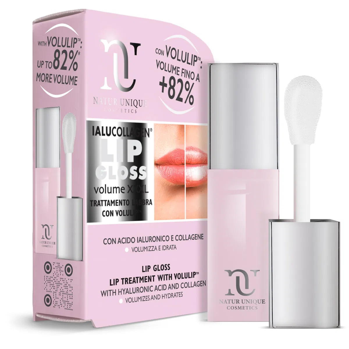 Natur Unique - IALU LIP GLOSS VOLUME XXXL | Gloss Rimpolpante con Acido Ialuronico e Collagene Vegetale | Lip Plumper Colorato Effetto Volume & Brillantezza | Made in Italy | 8 ml