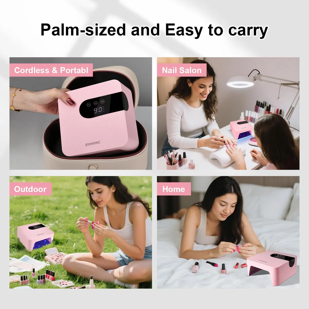 JODSONE Lampada Unghie LED UV, U V Mini lampada per unghie ricaricabile portatile con 3 timer e schermo LCD per Nail Dryer Gel Rosa