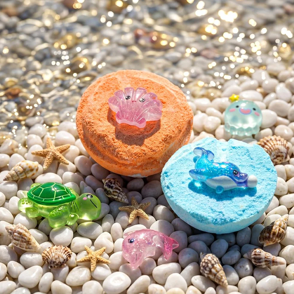 Bombe di Bolle di Bagno con Sorpresa Mare, bombe da Bagno in Schiuma Organica Naturale, biologici e tutti naturali bomba 12 Pezzi ideale compleanno