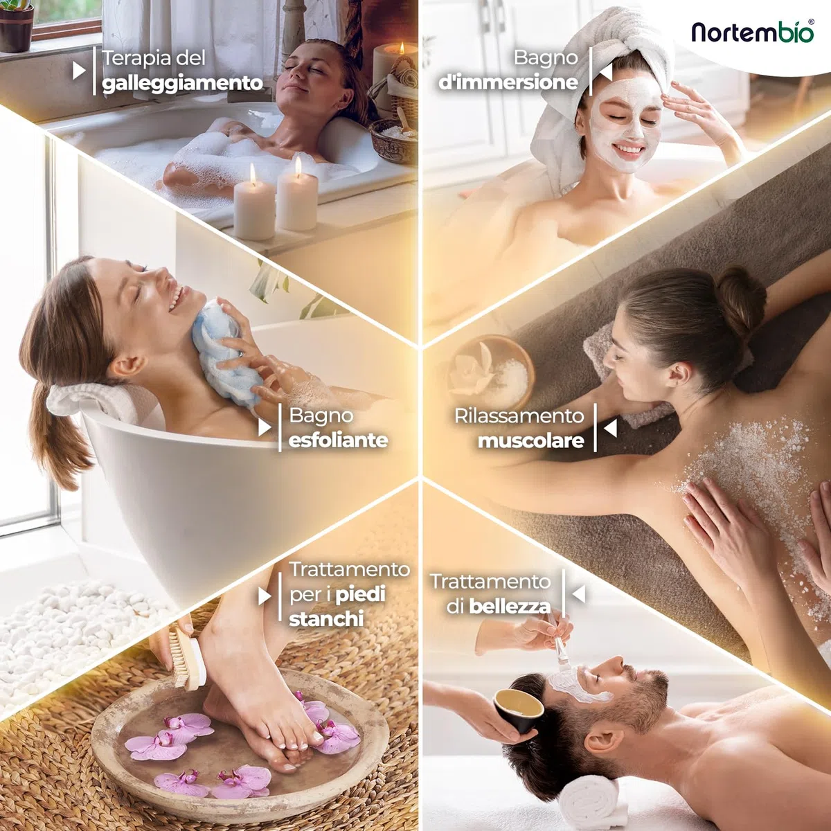 Nortembio Sali di Epsom 100% Fragranza Limone e Cocco 1,25 kg – Fonte Naturale di Magnesio | Con Vitamina C ed E Idratante | Per Bagni Rilassanti, Spa e Cura della Pelle + E-Book Gratuito