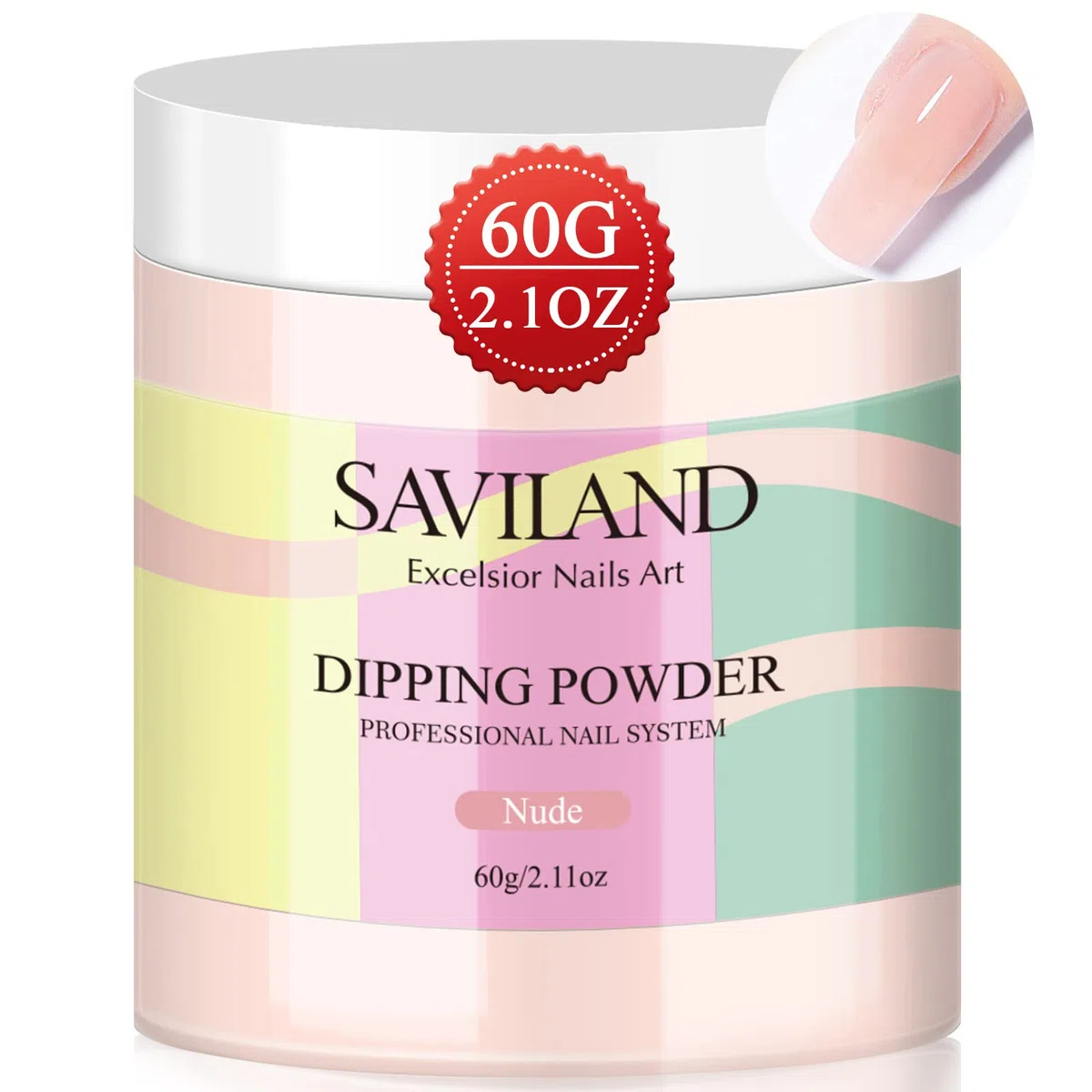 Saviland 60 g di cipria rosa nuda – 2,1 once grande bottiglia di tuffo in polvere French Nail Art Starter manicure, rafforzare la polvere per unghie, set di nail art, senza lampada per unghie