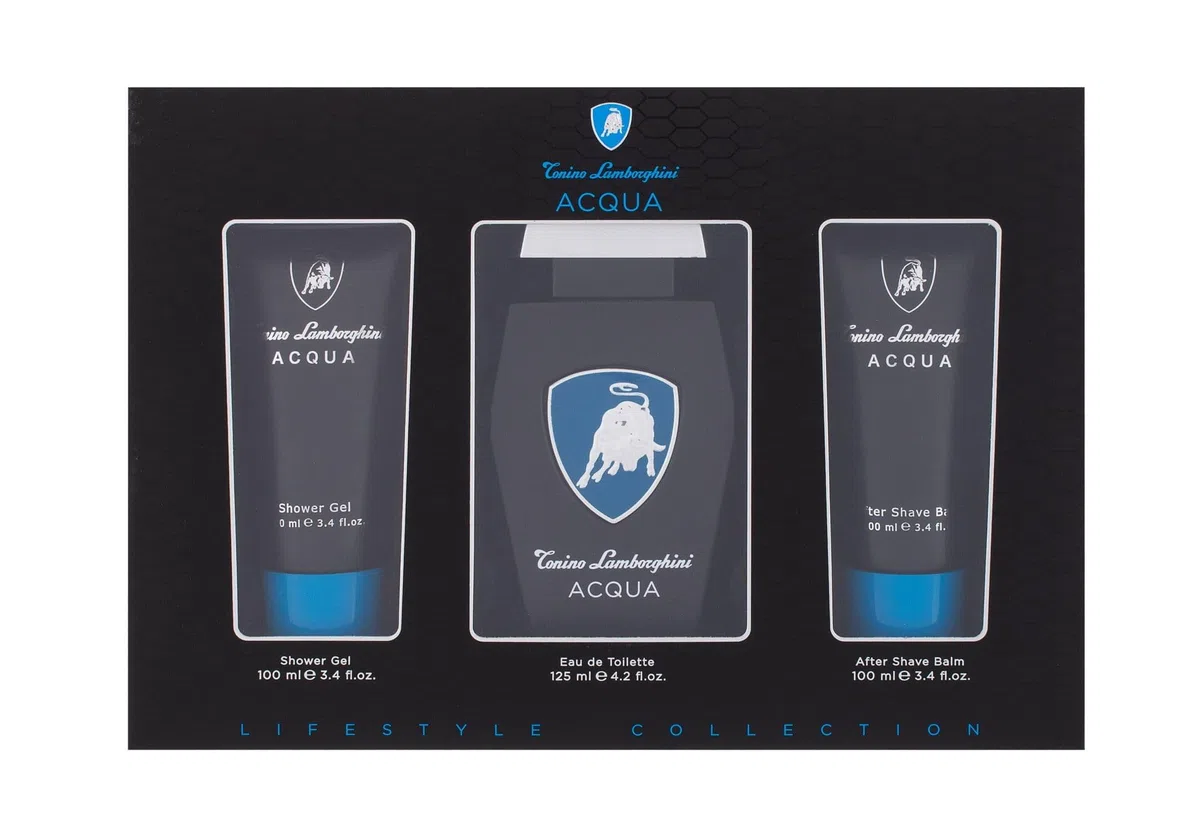 Tonino Lamborghini Acqua Set Regalo 3 Pezzi Eau De Toilette 125ml - Gel Doccia 100ml - Balsamo Dopobarba 100ml