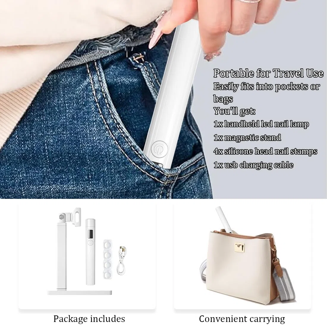 Lampada UV portatile per unghie, lampada per chiodo UV portatile ricaricabile,Mini luce a LED asciugata per unghie con modalità 2-timer e supporto magnetico,schermo LCD, adatto per fai da te