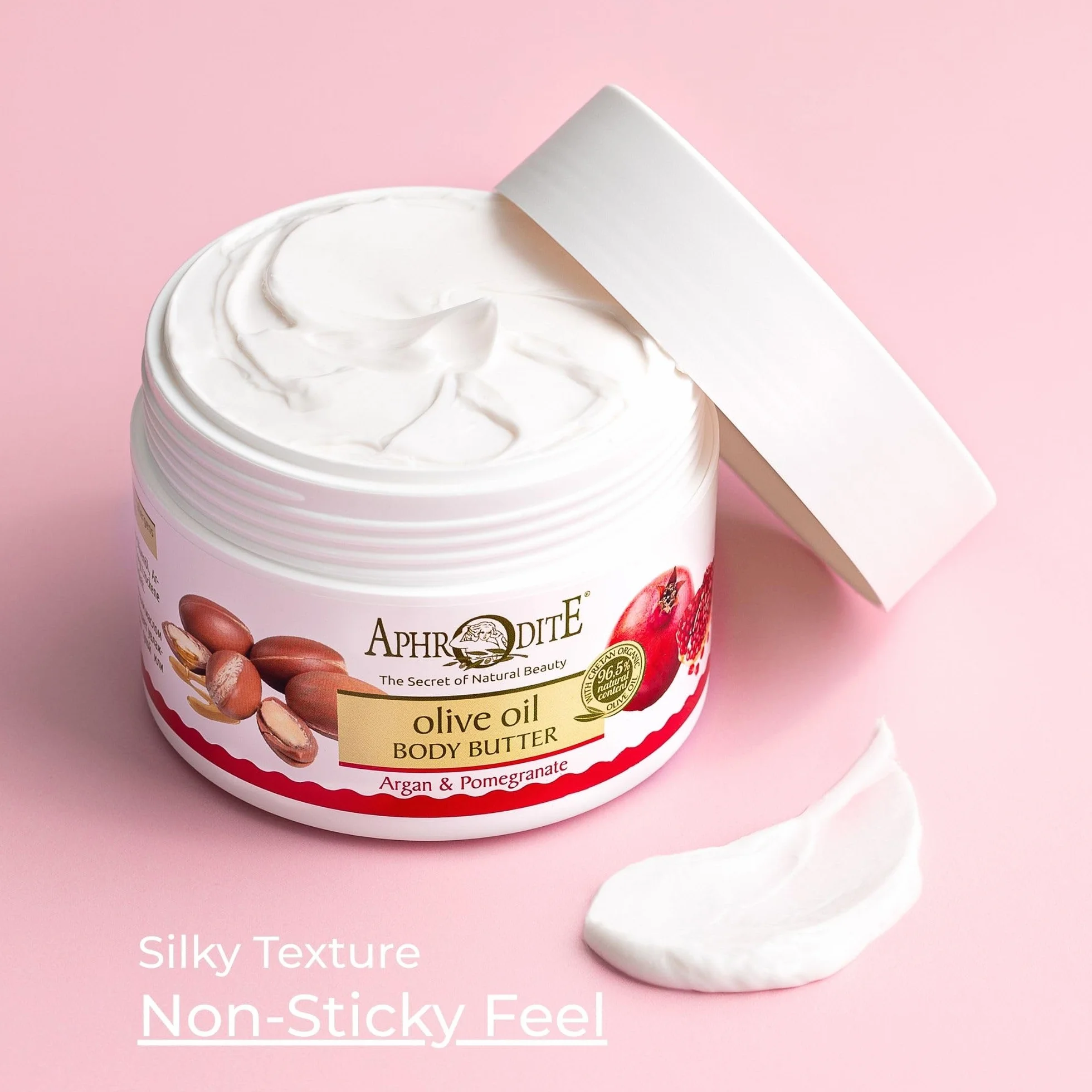 Aphrodite Regenerating Body Butter with Argan & Melegranate - Burro per il corpo antietà a base di olio d'oliva biologico per ripristinare l'umidità (200 ml / 6,76 oz)