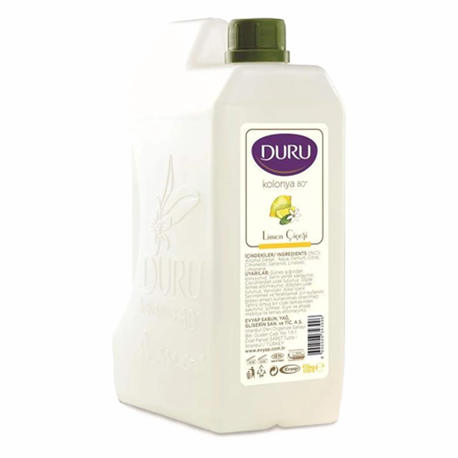 Duru Cologne Lemon - Mini contenitore per acqua profumato turco, 900 ml, trasparente, 900 ml