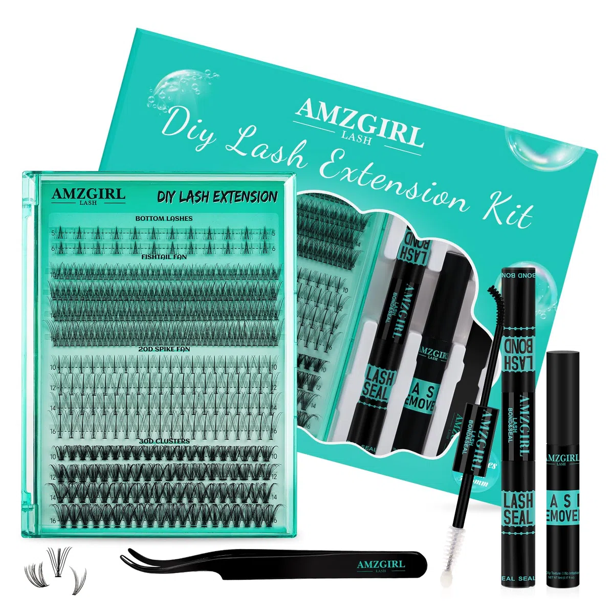 Set di extension per ciglia artificiali, naturali, fai da te, set personalizzate, per ciglia fluffy con bond e sigillanti (4 stili, kit D Mix 5-16 mm)