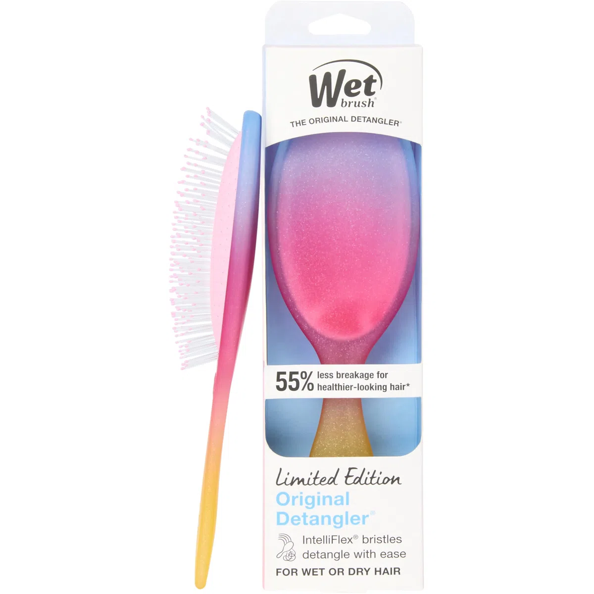Wet Brush Spazzola districante originale per capelli, setole morbide e flessibili, districa delicatamente tutti i tipi di capelli, funziona su ciocche bagnate o asciutte, impugnatura ergonomica