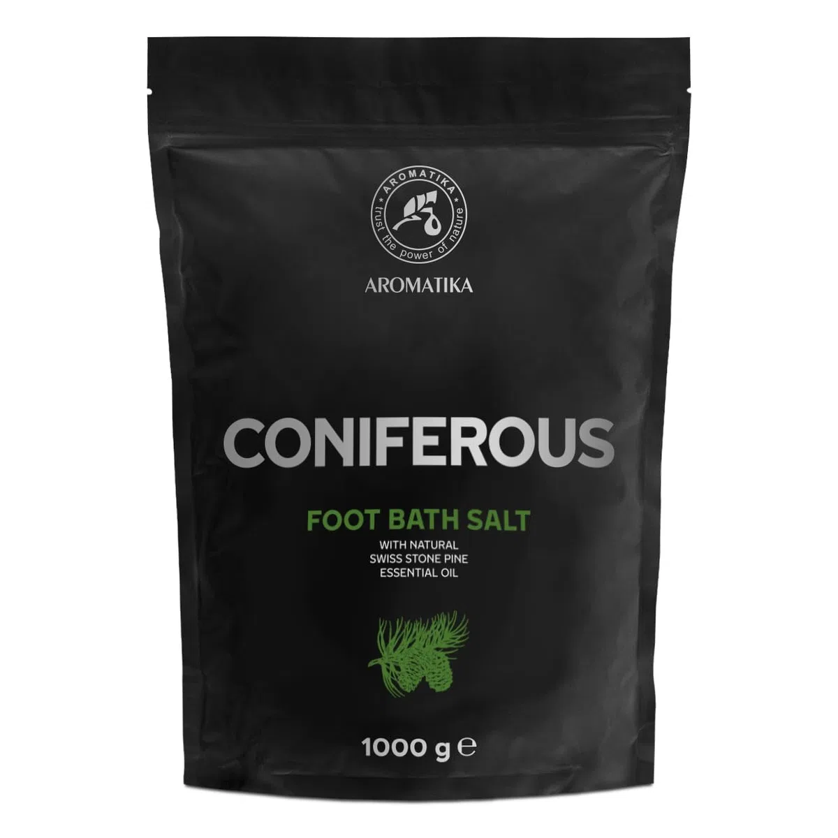 Sale per Pediluvio di Conifere 1000g - Pediluvio al Sale Marino Naturale - Sali da Pediluvio con Olio Essenziale di Pino Cembro Svizzero - Pediluvio - Unghie - Pedicure - Sali Profumati da Bagno