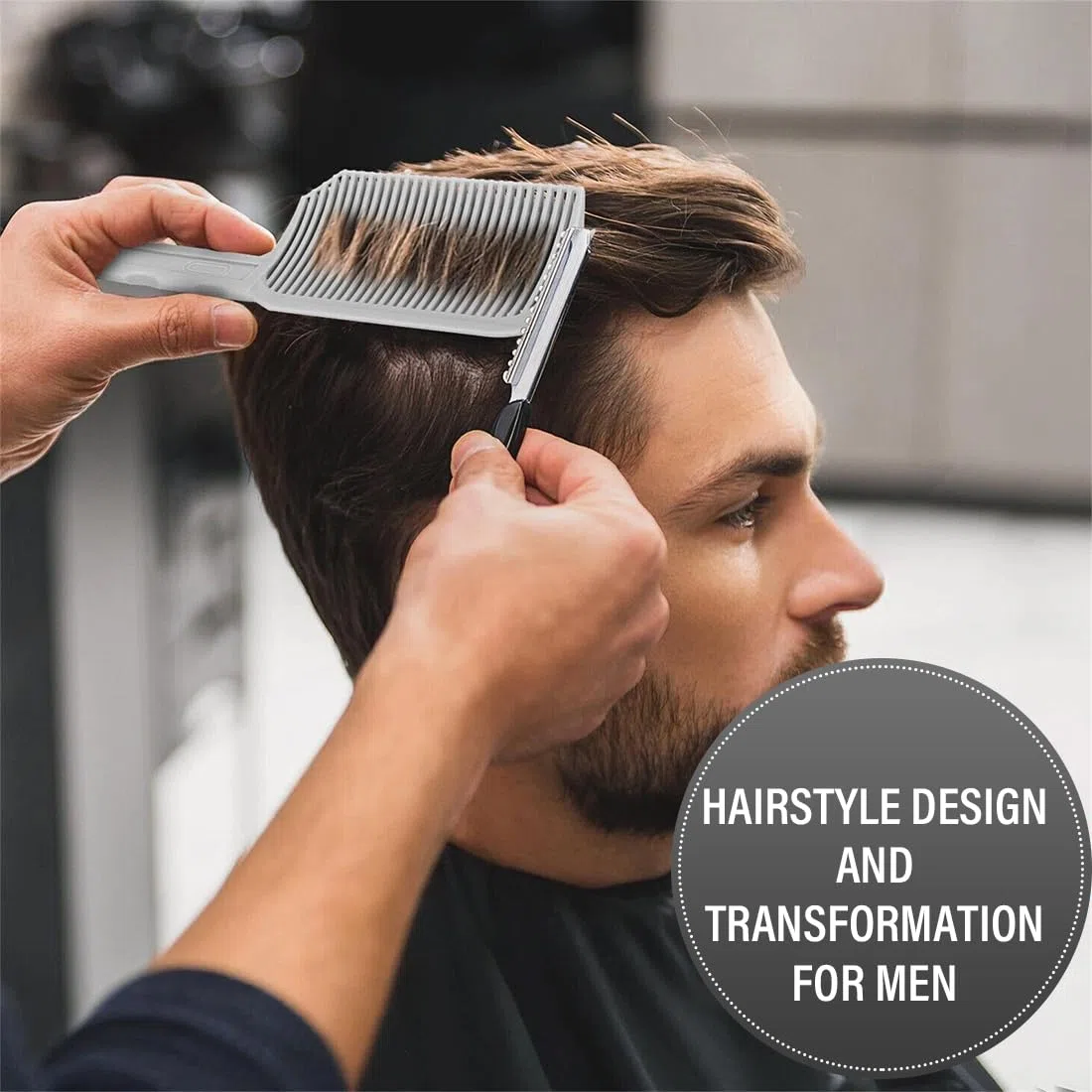 4 Pezzi Sfumatura Capelli Uomo Set, Capelli Uomo Set, Guida per Taglio Capelli in Silicone, Pettine di Posizionamento Curvo, Spazzole per Tinture per Capelli, Tagliare e Tagliare i Capelli Fai da Te