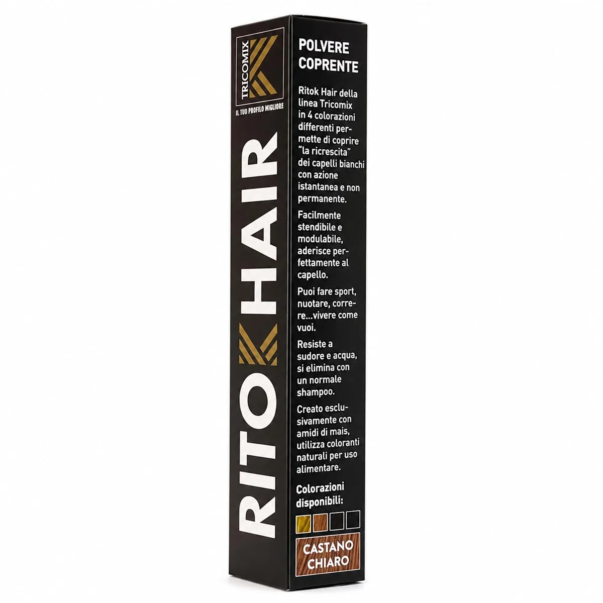 Ritok Hair BROWN (Castano chiaro) 3g | Copri Ricrescita Capelli Bianchi – Polvere Coprente Istantanea per Ritocco Radice con Pennello Applicatore – Effetto Naturale, Resiste a Sudore e Acqua