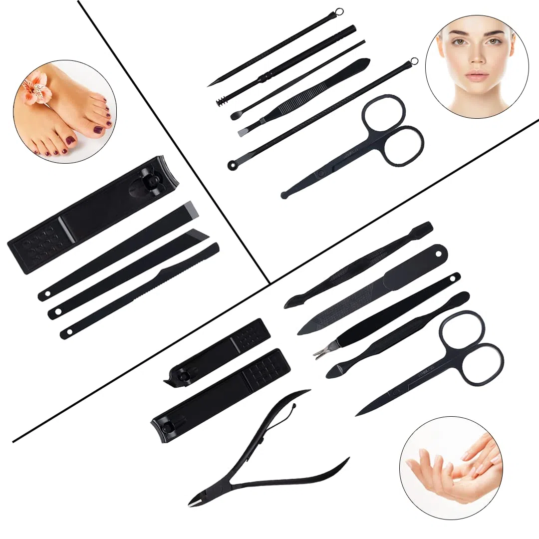 Aba Group Kit Unghie 18 Set - Set Manicure Professionale - Per Viso, Piedi, Mani - Kit Manicure Professionale - Set Per Unghie – Viaggio Set Unghie in una Custodia - Sughero