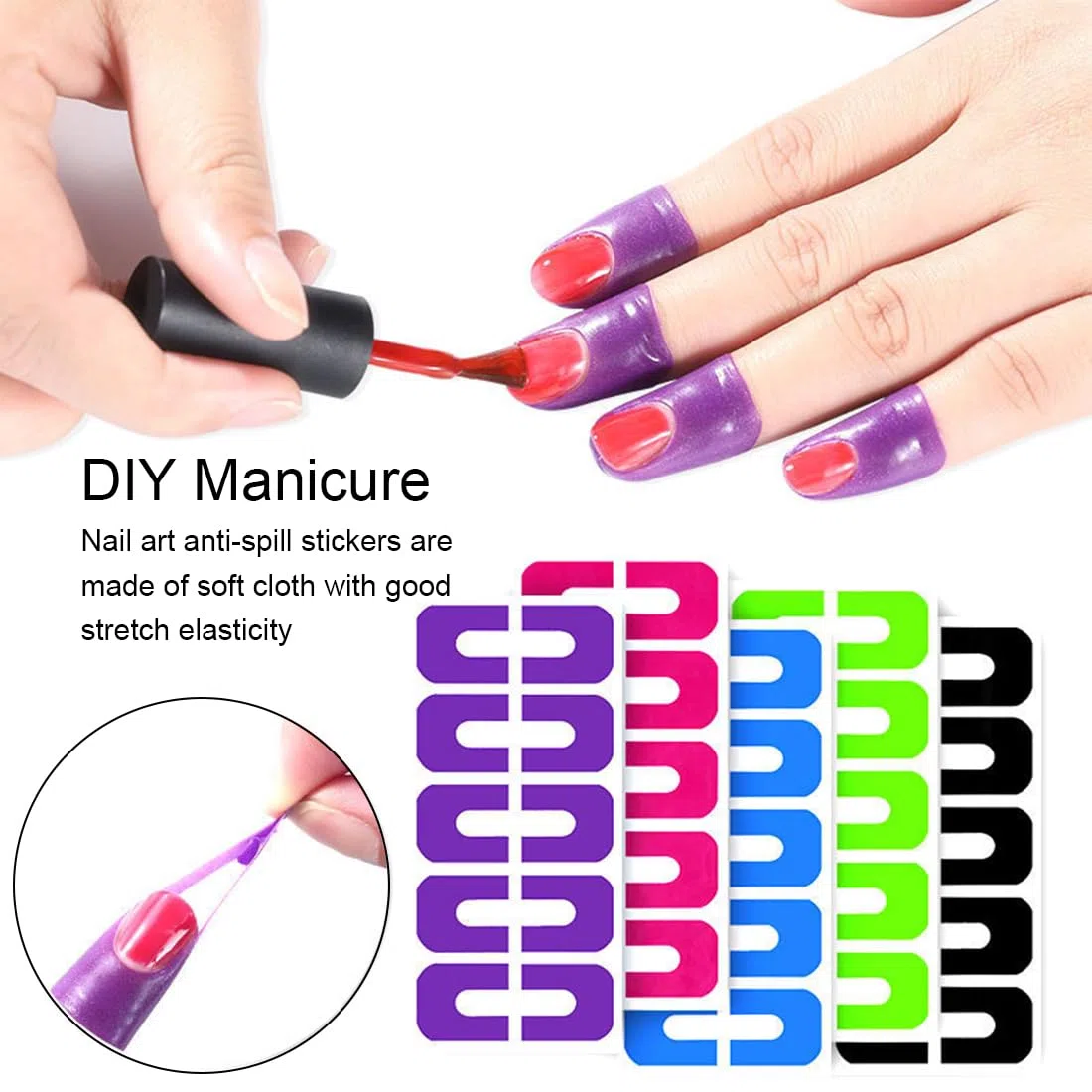 100 pezzi Nastri per unghie Usa e getta Forma di U Protettore Unghie Sticker Anti Overflow Manicure Strumento Per Protezione Dita Evitare Che Smalto Vostre Mani clip unghie nastro dita