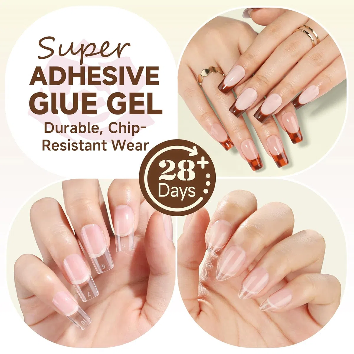 UNA GELLA Colla gel per unghie 6 in 1 per unghie acriliche trasparenti, colla UV da 15 ml, pennello super resistente per base coat, unghie finte trasparenti e punte in gel morbido per polimerizzazione