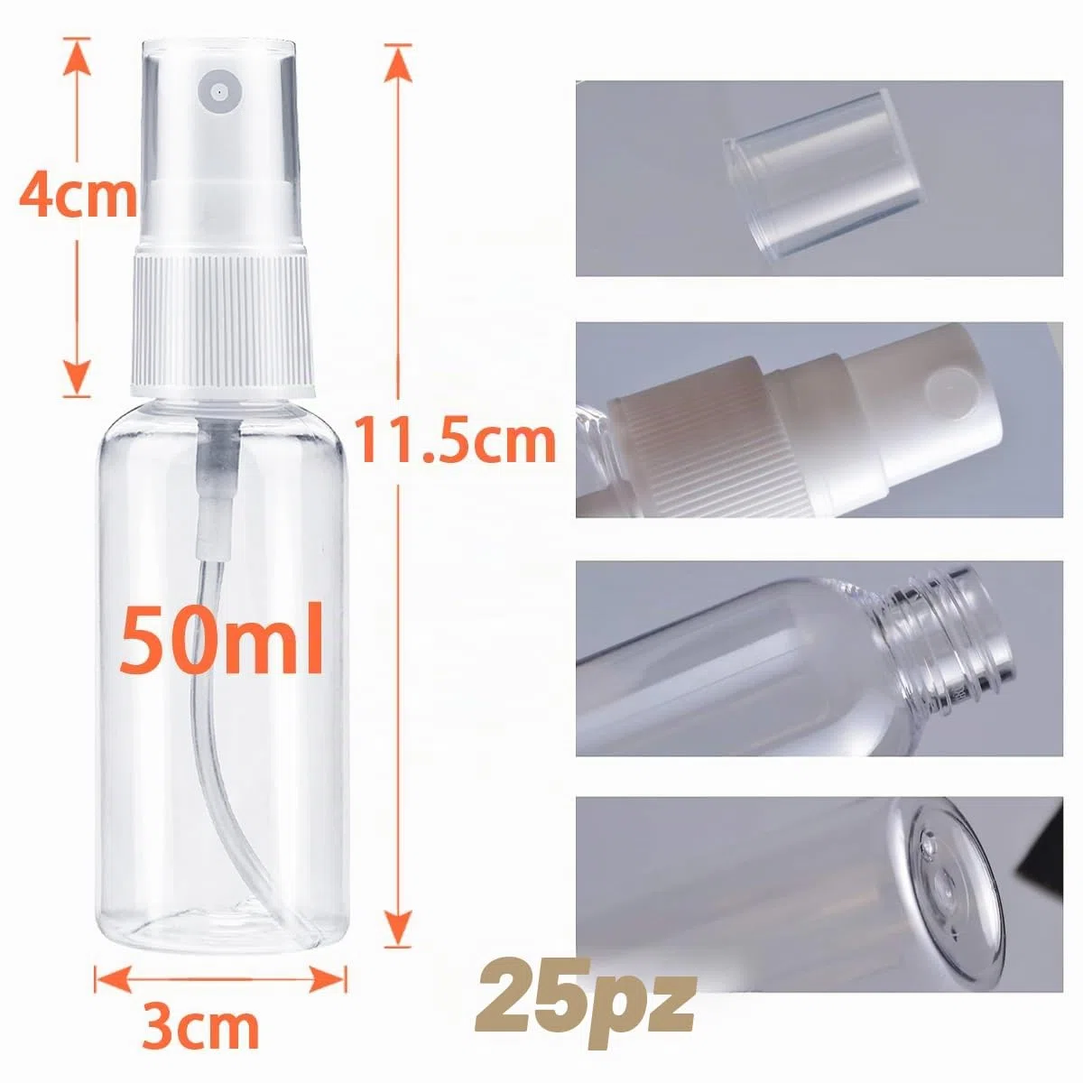 DKBT Flacone Spray Vuoto 50ml 25 Pezzi Contenitore Spray Bottle Bottiglia Spray Vuota Erogatore Spray Spruzzino Nebulizzatore Piccolo Plastica per Liquido Cosmetico Profumo