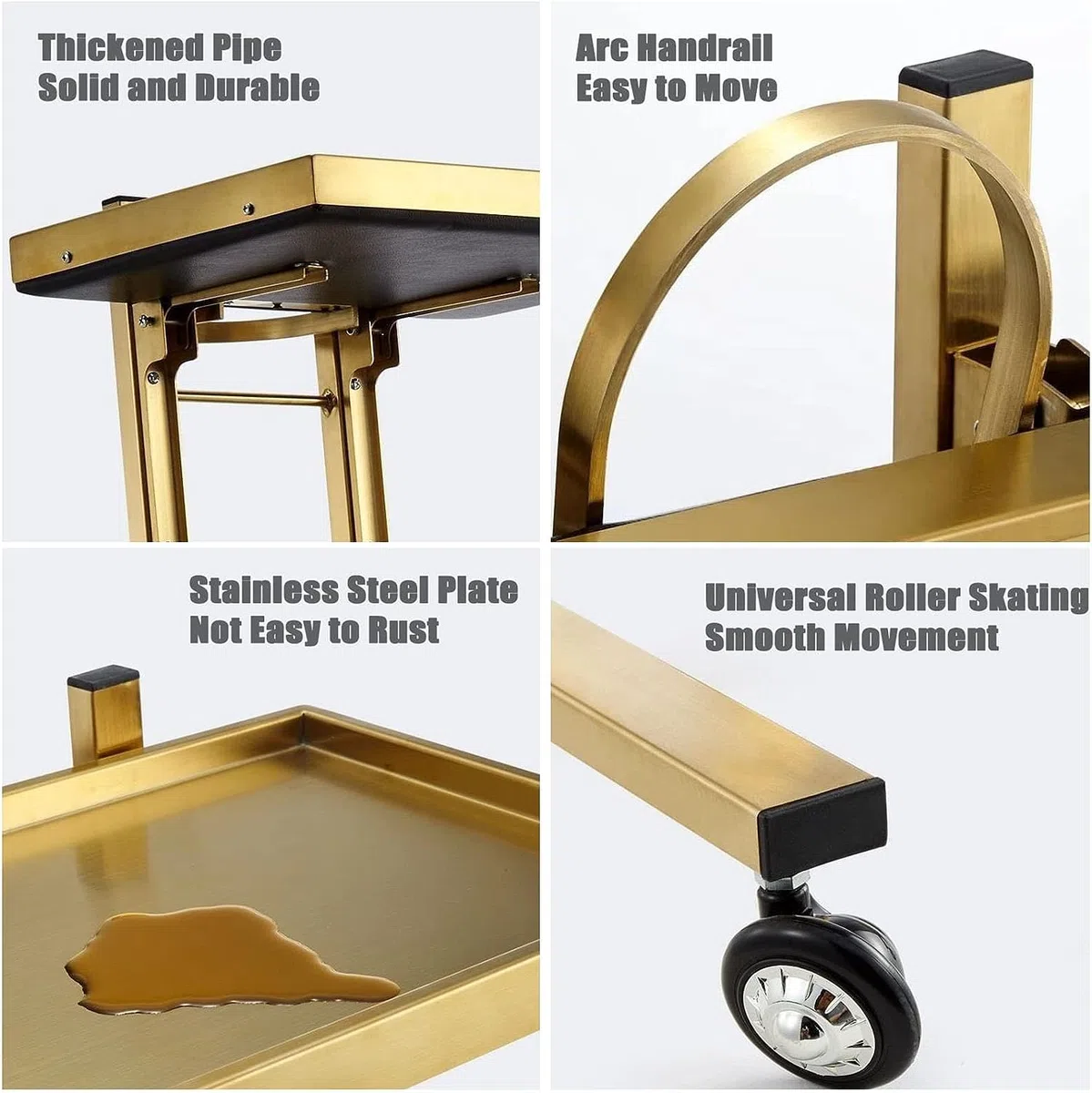 Carrello da Parrucchiere con Ruote, Design Pieghevole e Carrello per Bellezza in Acciaio Inossidabile, Colore Oro Rosa, a 2 Livelli, per Camera da Letto o Studio di Tatuaggi