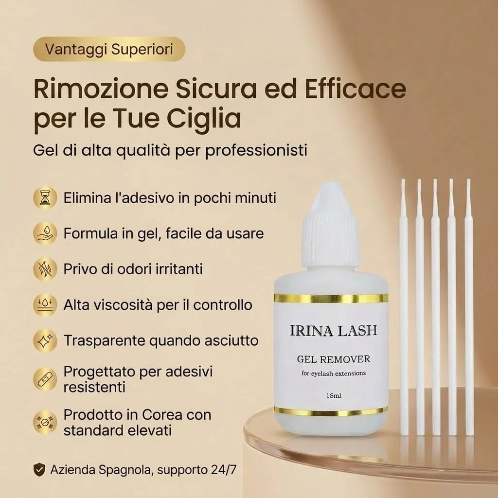 Gel Remover Ciglia Presto che rimuove ogni ciglia singolarmente Registrazione Sanitaria 15 ml Trasparente - Irina Lash