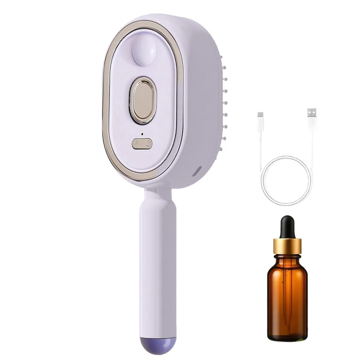 Spazzola elettrica a vapore, spazzola per capelli 3 in 1, con funzione spray, olio e misurino e pettine a vapore, piastra ricaricabile per capelli ricci, spessi, lisci e ondulati