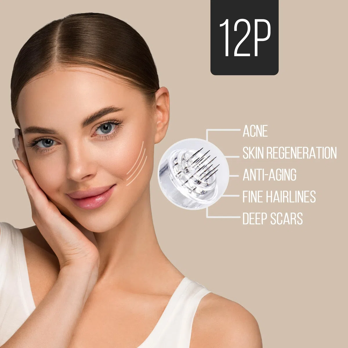 Cartuccia di Aghi da 12 Pin per Dermapen M5 M7 N2 e E30 | Confezione da 10 | Compatibile Solo con Dr. Pen | Ago in Acciaio Chirurgico | Per Ripristino di Capelli e Pelle, Migliora Cicatrici