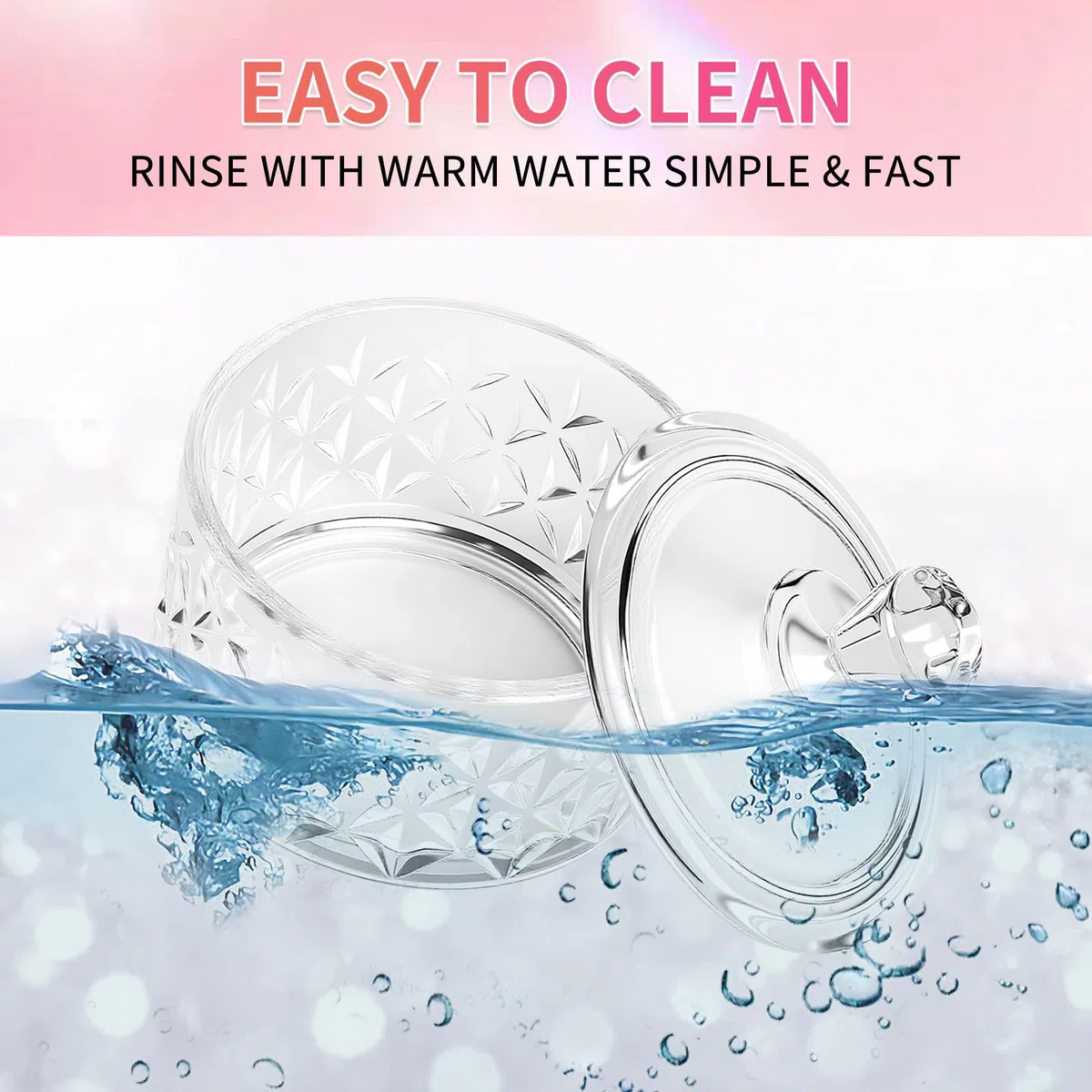 BQAN Crystal Dappen Dish con coperchio – 60 ml professionale acrilico liquido contenitore per nail art & monomero – piatto rotondo in vetro trasparente per uso salone