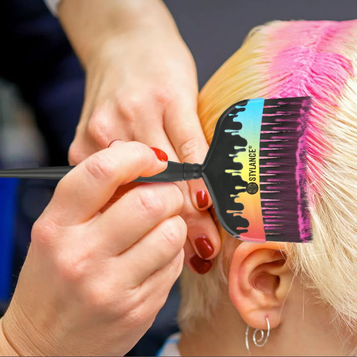 Pennello da colorare per capelli, pennello tintura per capelli, pennello per capelli, per la colorazione dei capelli, nel parrucchiere o a casa (giallo)