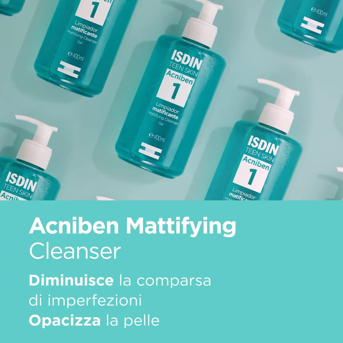 ISDIN Acniben Gel Detergente Opacizzante (400 ml) | Gel Viso e Corpo che Purifica la Pelle Grassa a Tendenza Acneica