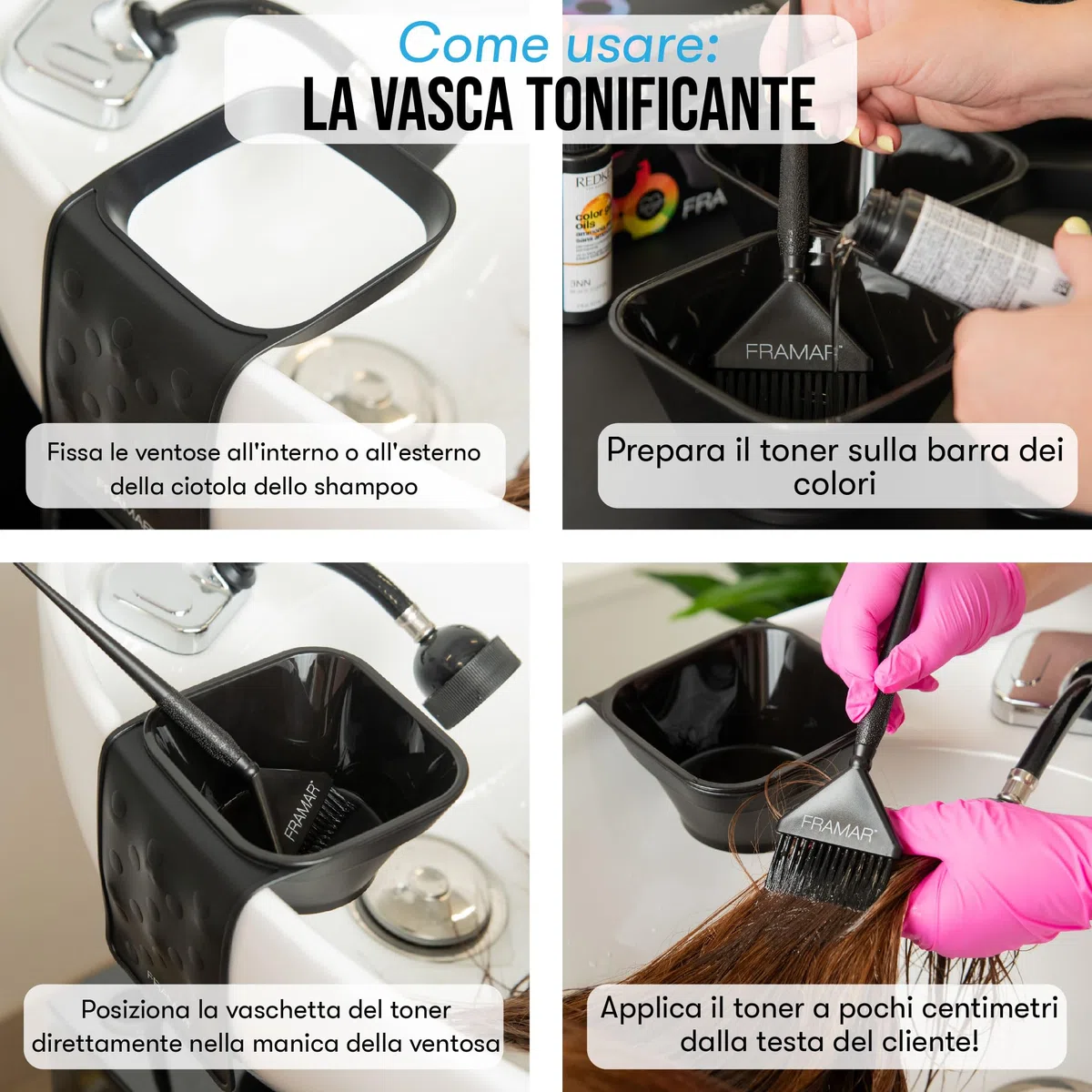 FRAMAR Toning Tub Ciotola Tinta Capelli - Ciotola Per Tinta Capelli, Ciotola Per Tintura, Ciotole Parrucchiere, Tinta Per Capelli, Accessori Parrucchiere, Ciotola Per Toner Capelli - 2 Pezzi