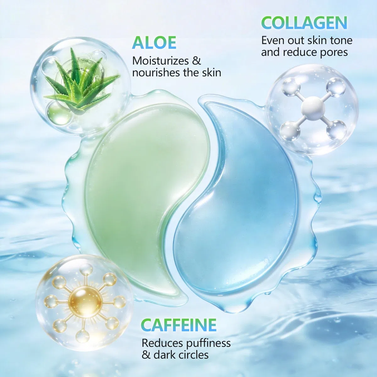 120 Pezzi Aloe Vera e con Caffeina Patch Occhi, Rassodanti & Idratanti Eye Patch, Aiuta a Schiarire Piccole Rughe e Occhiaie, Migliora la Condizione del Contorno Occhi, per la Cura Quotidiana(Blu)