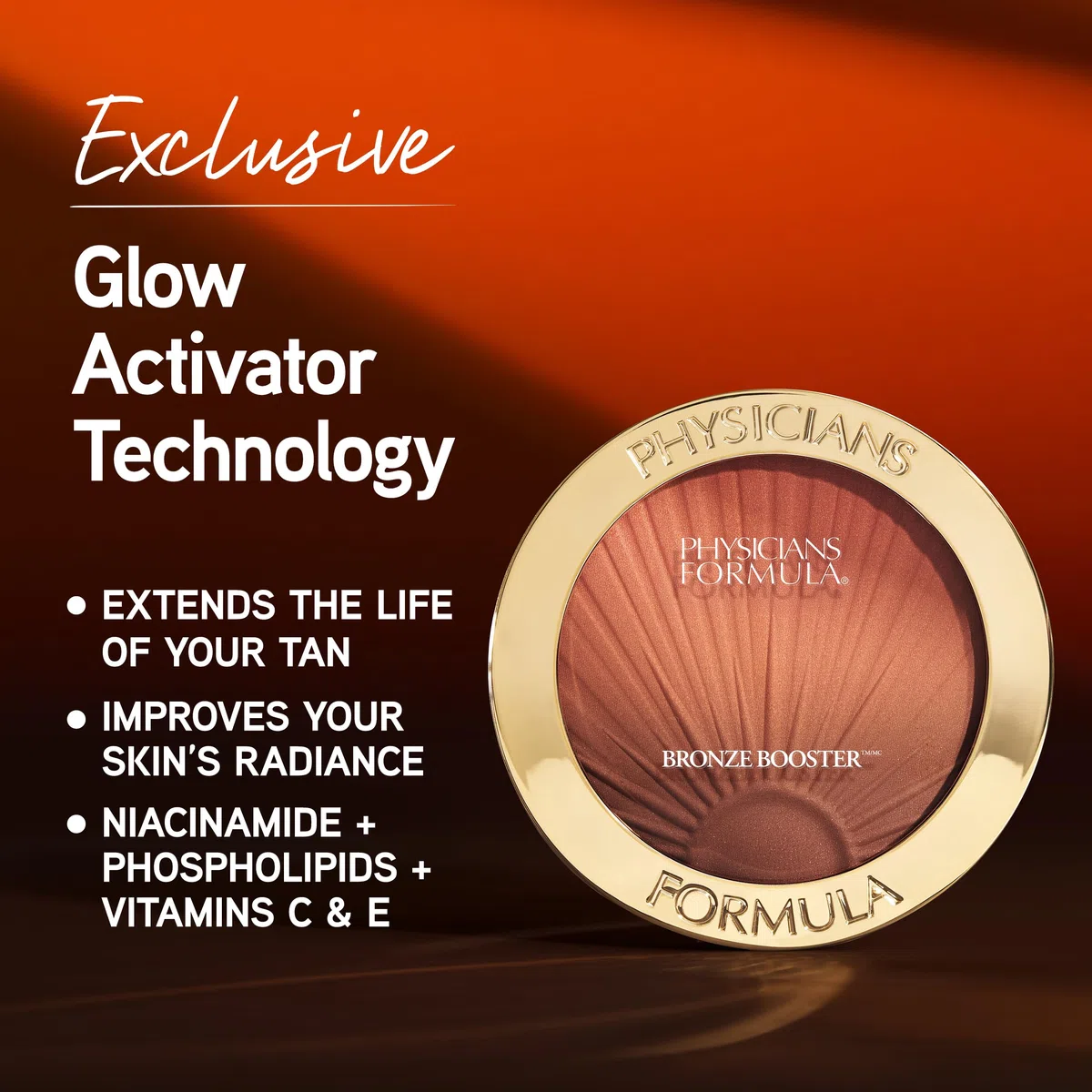 Physicians Formula, Bronze Booster Sunset Blush, Activated Pressed Blush, Creamy and Lightweight Formula, Niacinamide, Phospholipids, and Vitamins C and E, Summer Sunset