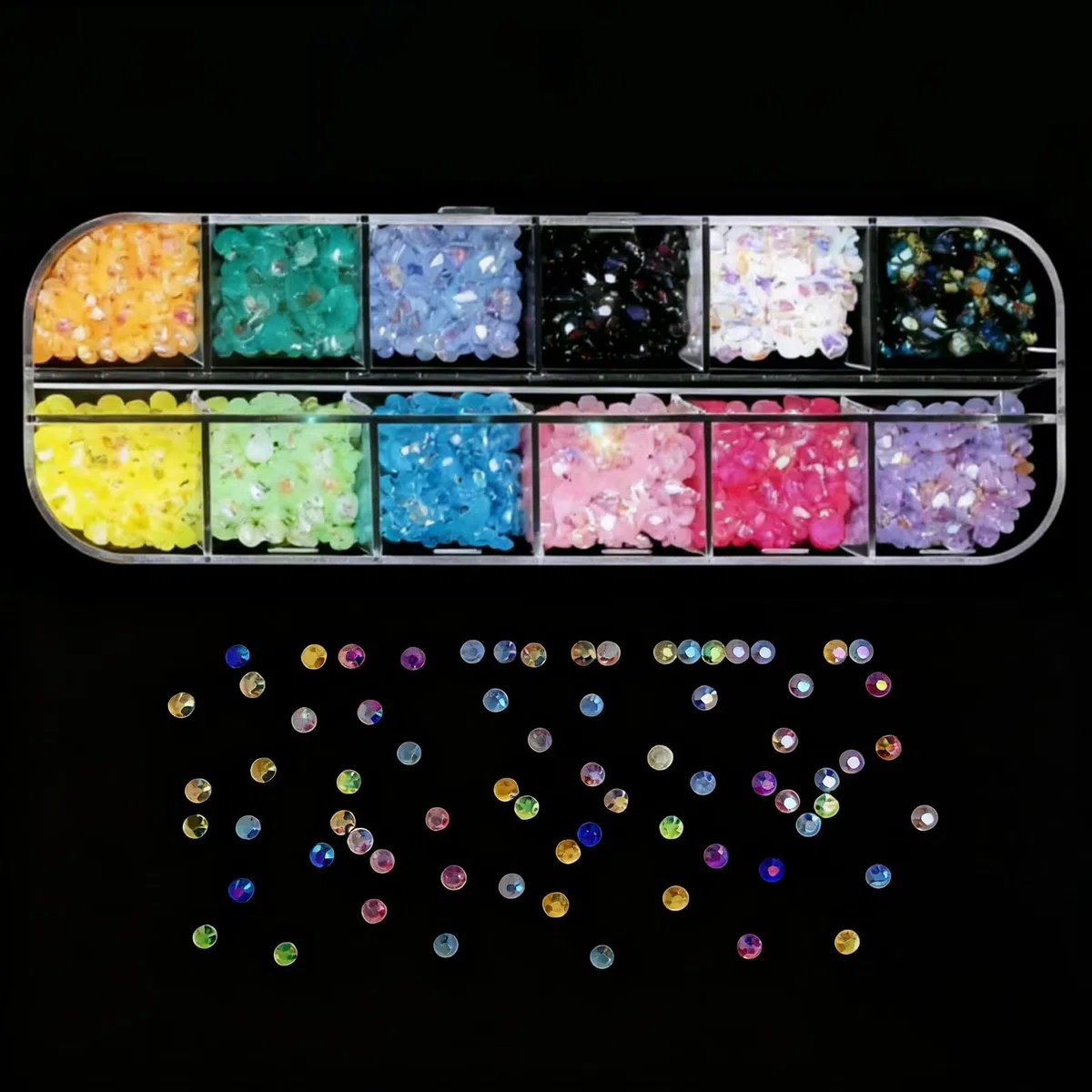 8 Scatole Set di Decorazione per Unghie, Confezione Grande, Oltre 10000+ Strass/Glitter/Fiori 3D/Perline/Charm per Unghie, Accessori Professionali per Nail Art per Manicure Fai da Te