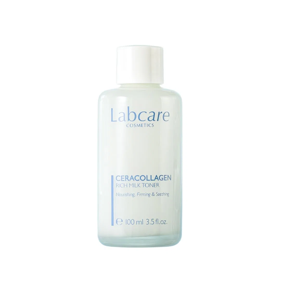 Labcare Ceracollagen Milk Toner - 3 Prodotti in 1: Tonico, Essence e Idratante Liquido Anti-Age con Peptidi Biomimetici e Ceramidi - 100ml