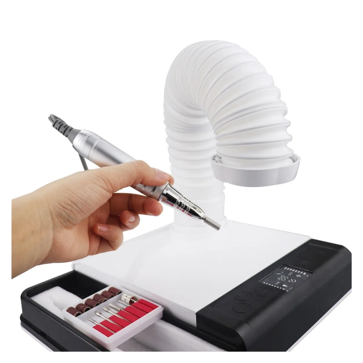 Aspiratore Unghie, 65W 2-in-1 Collettore di Polveri Estrattore Aspirapolvere Attrezzature di Laboratorio Macchina di Aspirazione Della Polvere for La Lucidatura for Trapano for Unghie