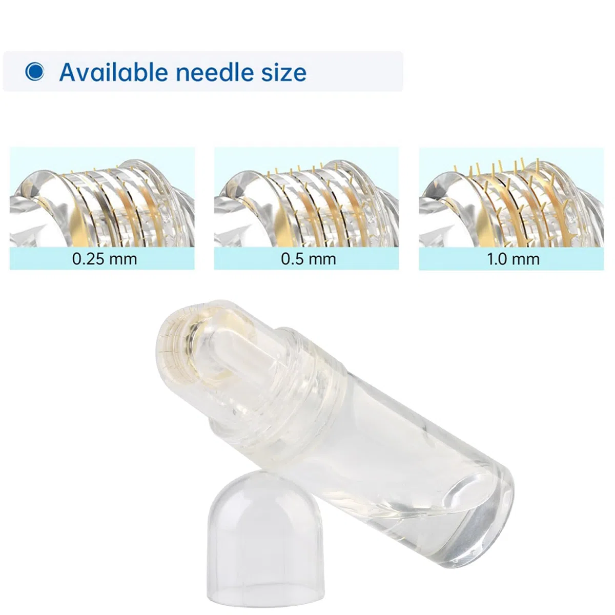 Hydra. Roller Titanio 64 Pins Microneedling Lunghezza 0,5 mm SENZA SIERO Rullo Needling per la cura della pelle anti-invecchiamento, labbra, stimolazione della crescita di capelli e barba