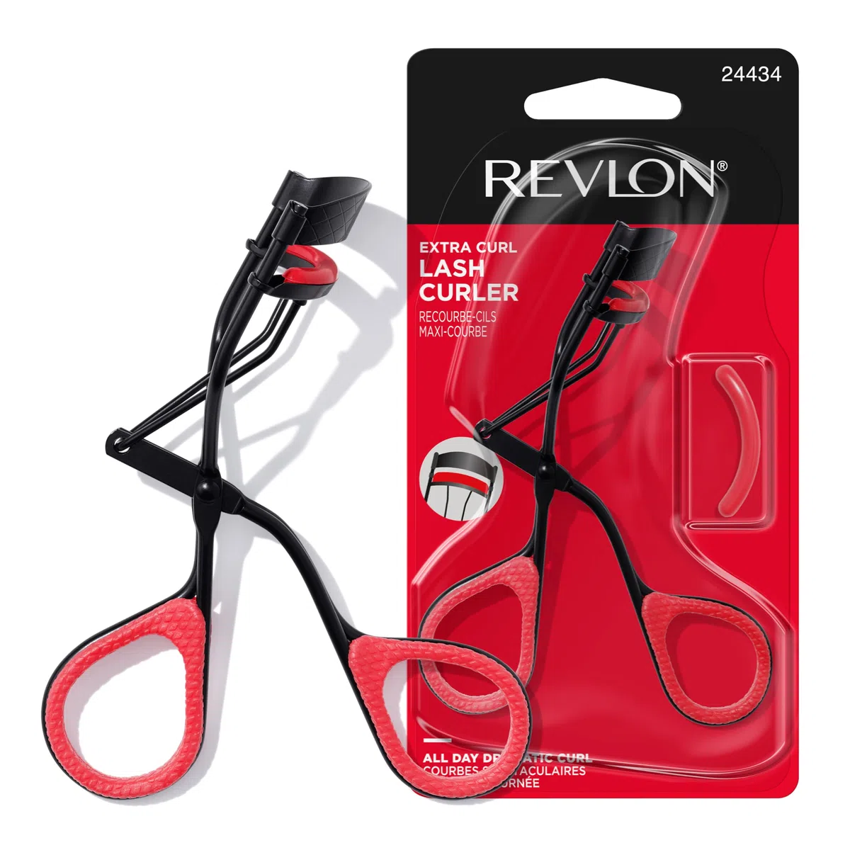 Revlon Bigodino per ciglia extra arricciato, dona un ricciolo drammatico tutto il giorno, con impugnature per le dita per una presa antiscivolo, facile da usare (confezione da 1)
