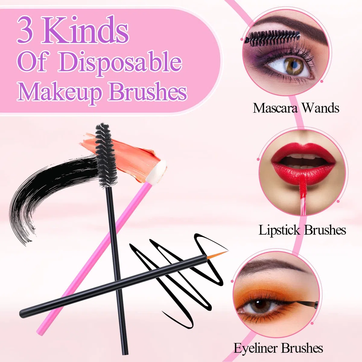 248 applicatori usa e getta per trucco con spugnette triangolari, bacchette per mascara, pennelli per labbra/eyeliner, kit usa e getta per truccatori