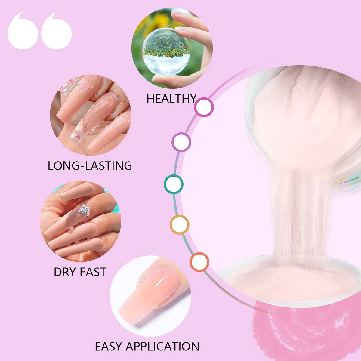 Saviland 60 g di cipria rosa nuda – 2,1 once grande bottiglia di tuffo in polvere French Nail Art Starter manicure, rafforzare la polvere per unghie, set di nail art, senza lampada per unghie