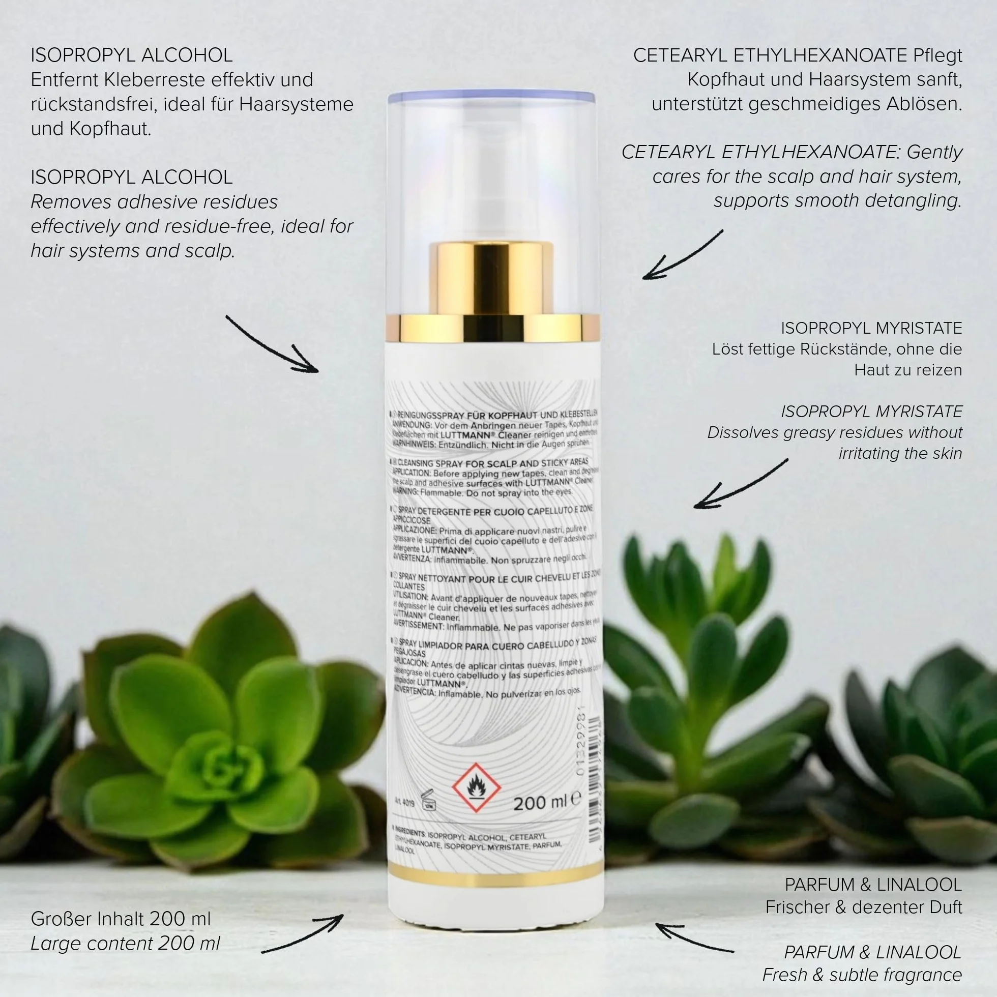 Solvente per bonding – Solvente per tape extensions – Detergente spray per cuoio capelluto – Adesivo – Made in Germany e dermatologicamente testato