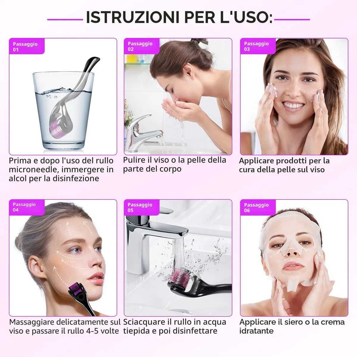 Derma Roller 0,5 mm 540-aghi Titanio Micro-ago Derma Rullo per Viso Pelle Ringiovanimento Anti-rughe Anti-invecchiamento Rigenerazione Della Pelle Perdita Capelli Acne Cicatrici Smagliature Viso Barba