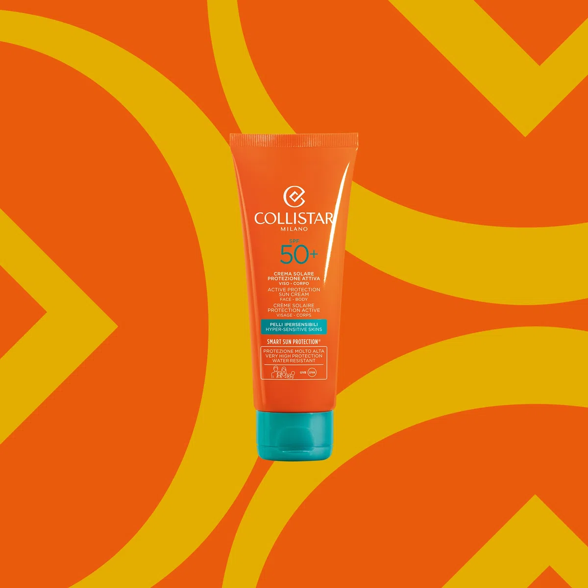 Collistar Crema Solare Protezione Attiva SPF 50+ , Prevenzione da Rughe e Macchie, per Pelli Sensibili, Adatto anche a bambini, Senza Siliconi, Oli Minerali e Nickel, 100 ml