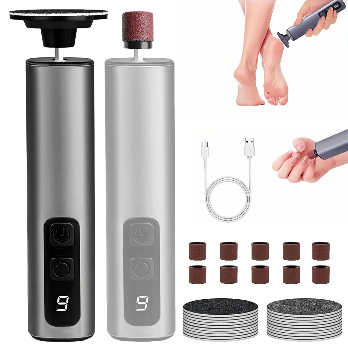 Pedicure Elettrico Professionale Piedi 2 in 1 – Rimuovi Calli Piedi Elettrico con 9 Velocità Regolabili, Lima Elettrica per Piedi e Talloni, Fresa per Piedi e Talloni Professionale Calli