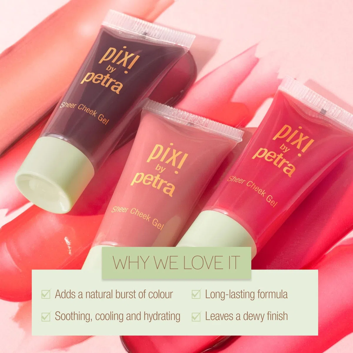 Pixi Beauty Sheer Cheek Gel | Colore: Flushed | Blush in Gel Naturale Effetto Traslucido | Formula Idratante Senza Olio e Senza Profumo | 0,4 oz / 12,7 g