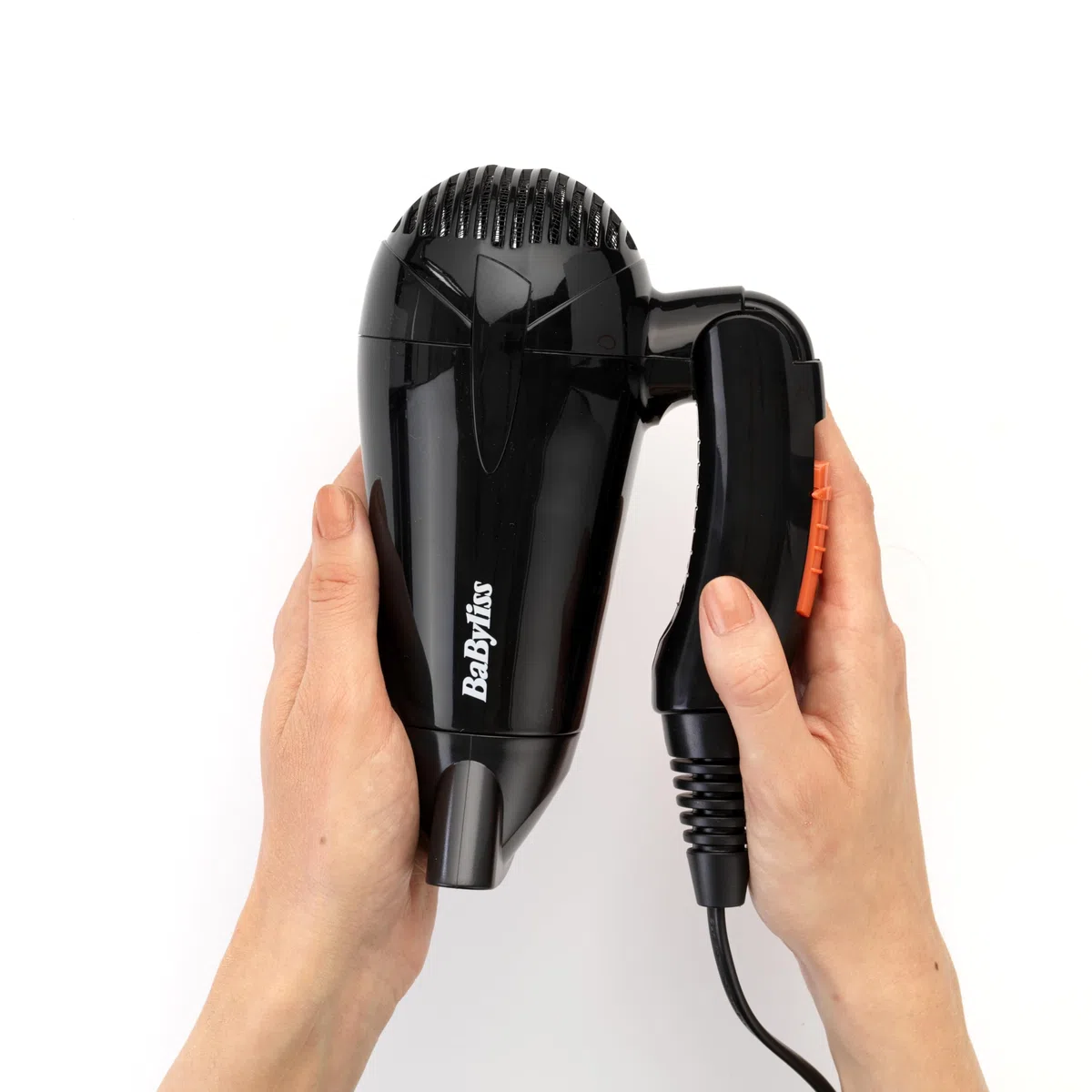BaByliss Asciugacapelli da viaggio, leggero e potente, 2000W, Doppio voltaggio, utilizzo universale, 2 temperature/velocità, nero/arancione, 5344E