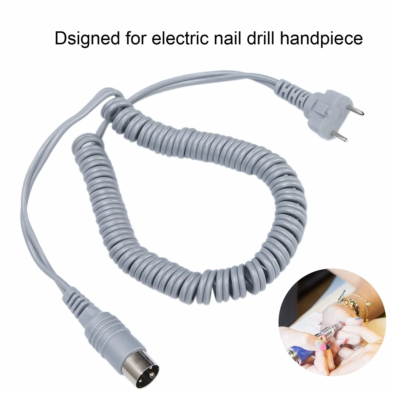 Cavo Del Manipolo per Trapano per Unghie, Cavo Di Alimentazione Del Cavo Del Telefono Cellulare Del Trapano per Unghie, Accessori per Macchine per Manicure con Trapano Elettrico per Unghie(Grigio)