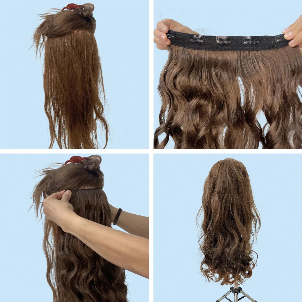 CAISHA 60cm Clip In ExtensionsExtensions Per I Capelli Posticcio Liscio Nero C51-1