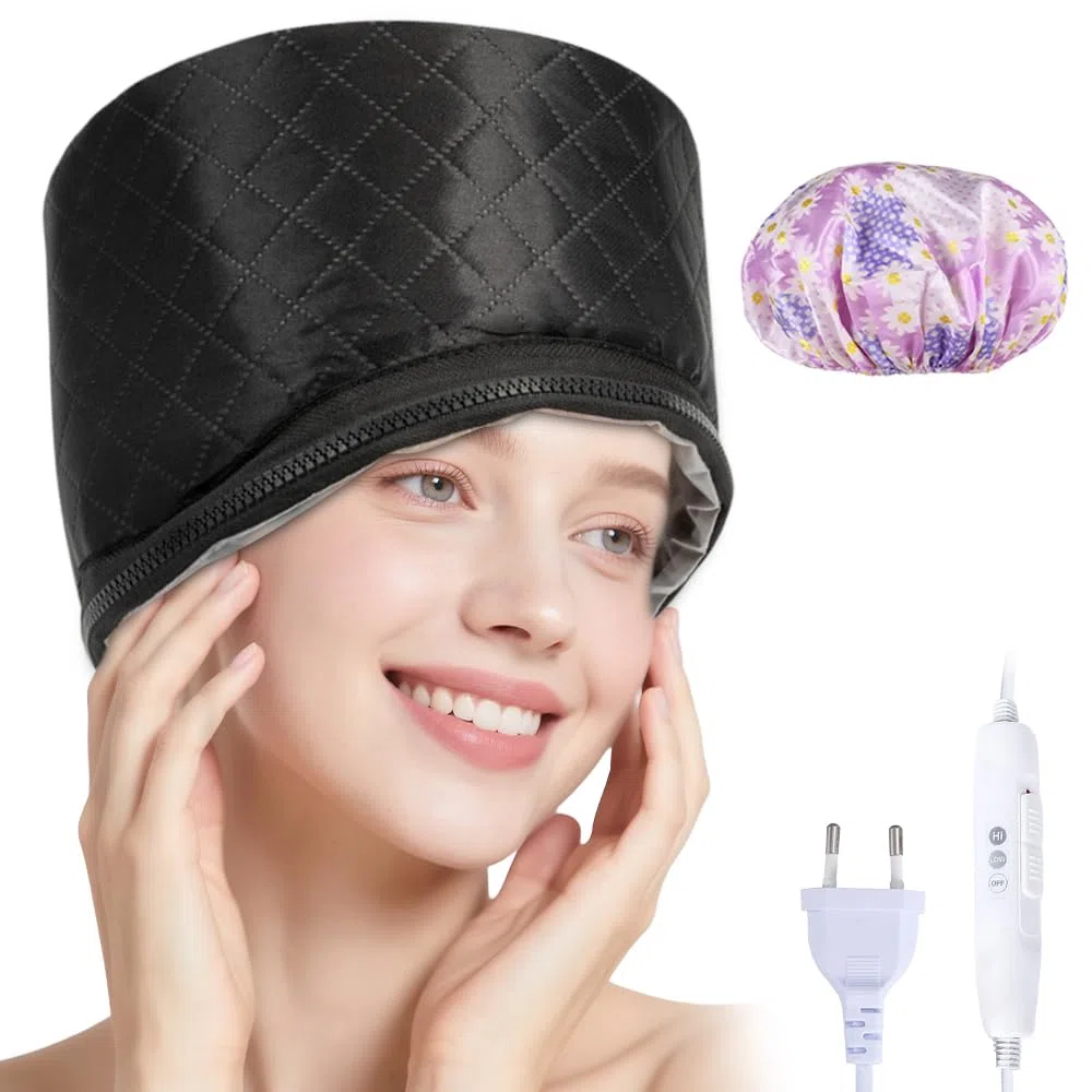 Cuffia Termica per Capelli, Cappello Termico per Capelli, Casco Asciugacapelli da Casa con 2 Modalità Di Temperatura, per l'Uso in Spa, Saloni e Casa (Nero)