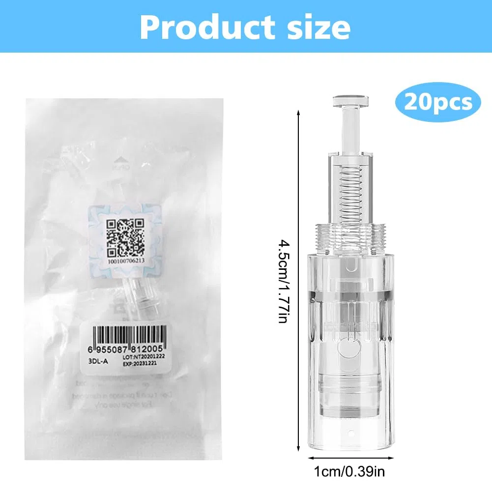 20 cartucce di ricambio per Dermapen – Nano Microneedling aghi di ricambio – Micro Nano aghi ricambi per Microneedling elettrico Dermapen, chiusura filettata, confezione sterile