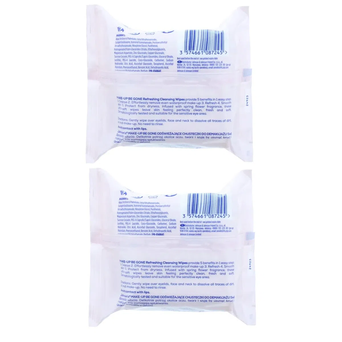 Johnson's Face Care Make Up Be Gone Salviette rinfrescanti – Confezione da 2